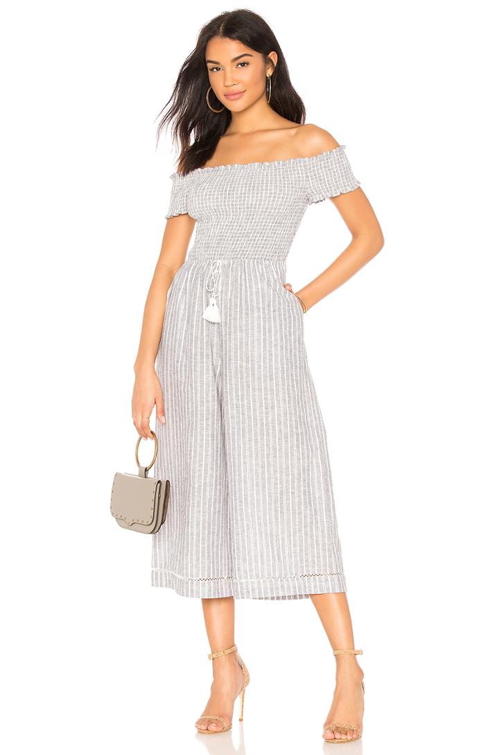 Off Shoulder Smocked Bodice Jumpsuit