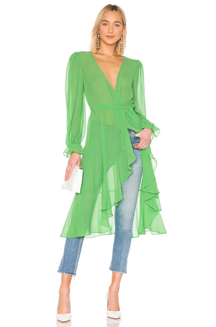 Ruffle Duster With Peasant Sleeves