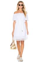 Double Gauze Lace Hem Off The Shoulder Dress