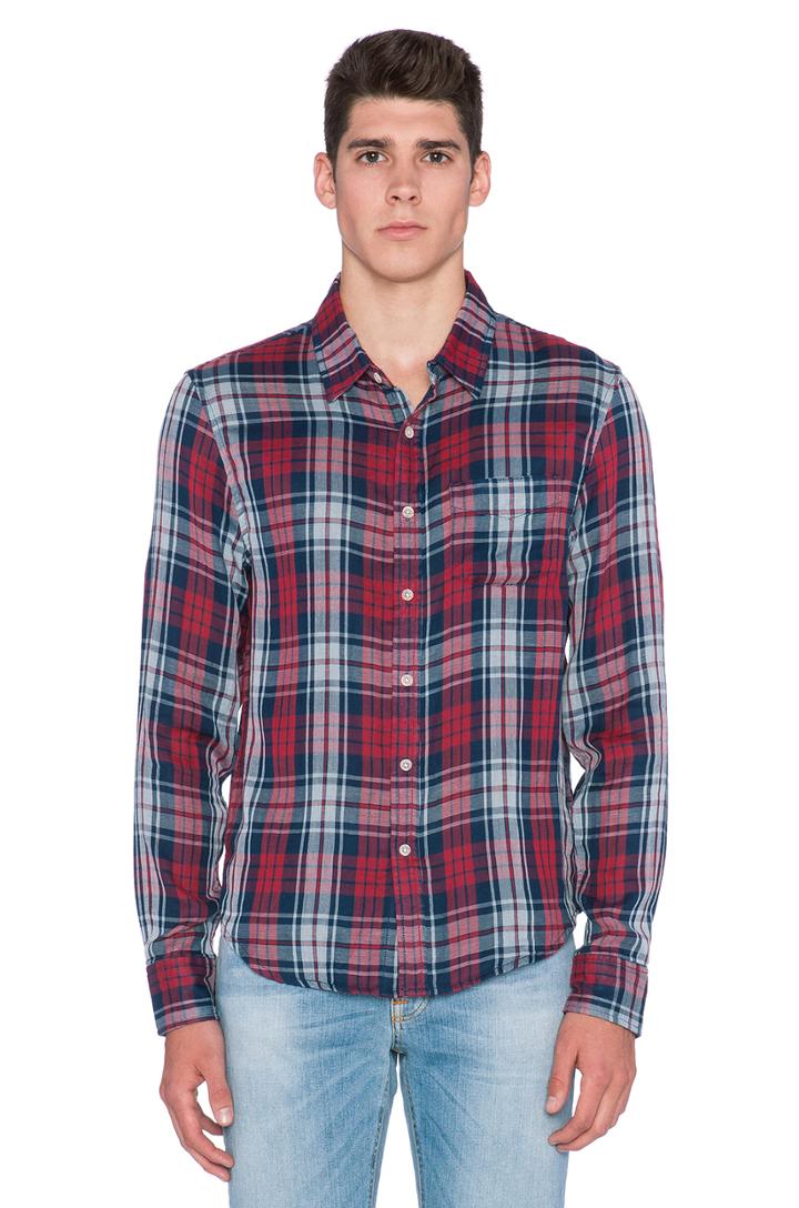 Slim Fit Single Pocket Double Woven Plaid
