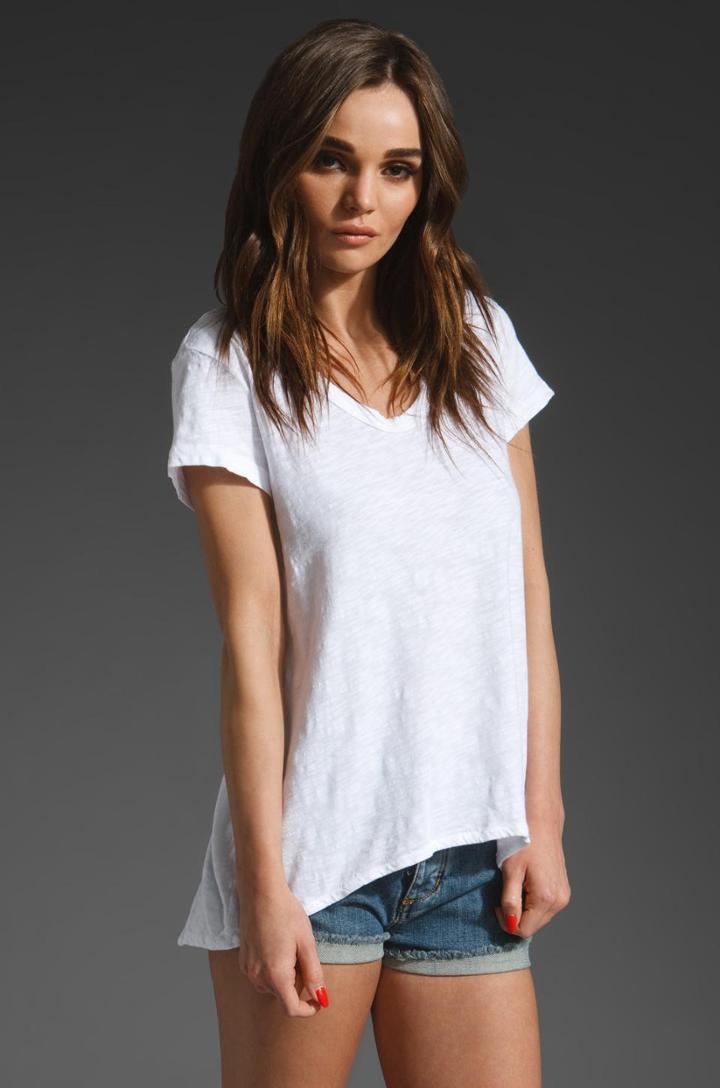 Wilt Slub Shrunken Bf Short Sleeve Top In White