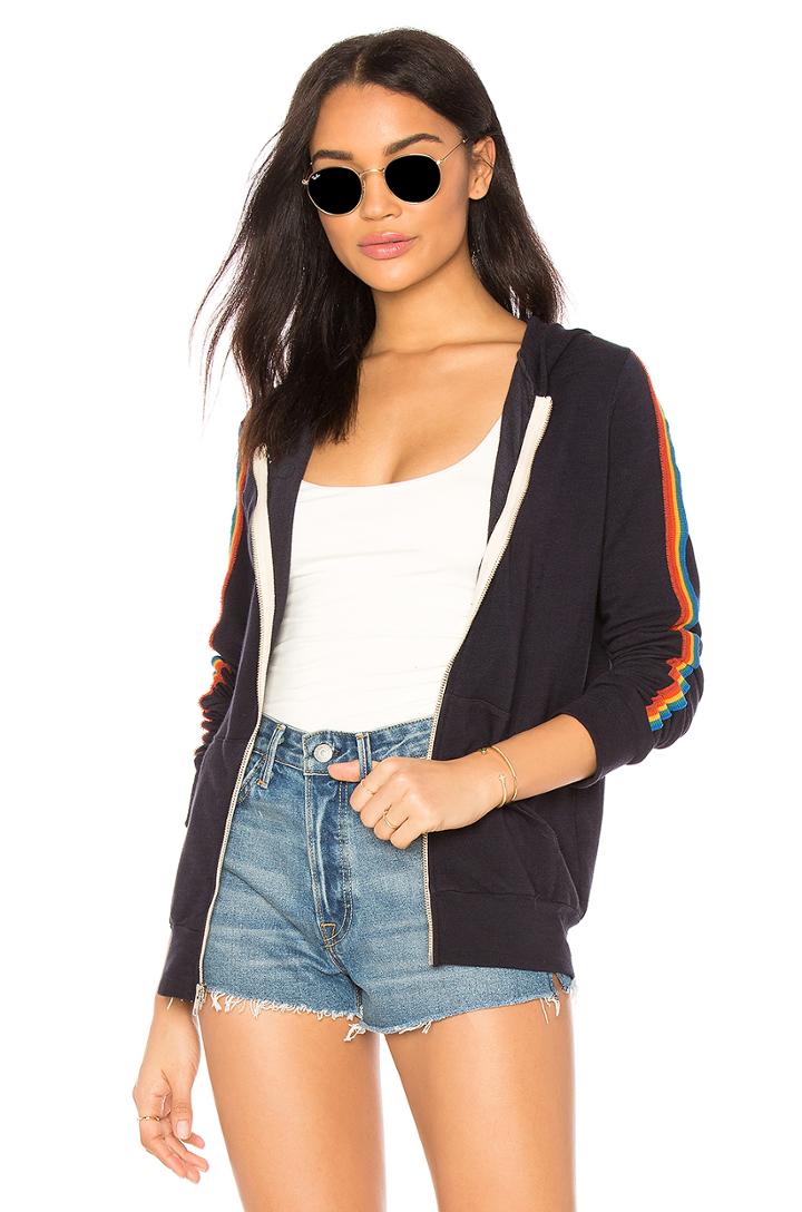 Rainbow Stripe Zip Up Hoodie