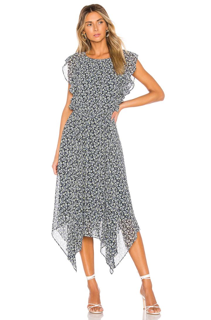 Flounce Ruffle Cascading Calico Dress