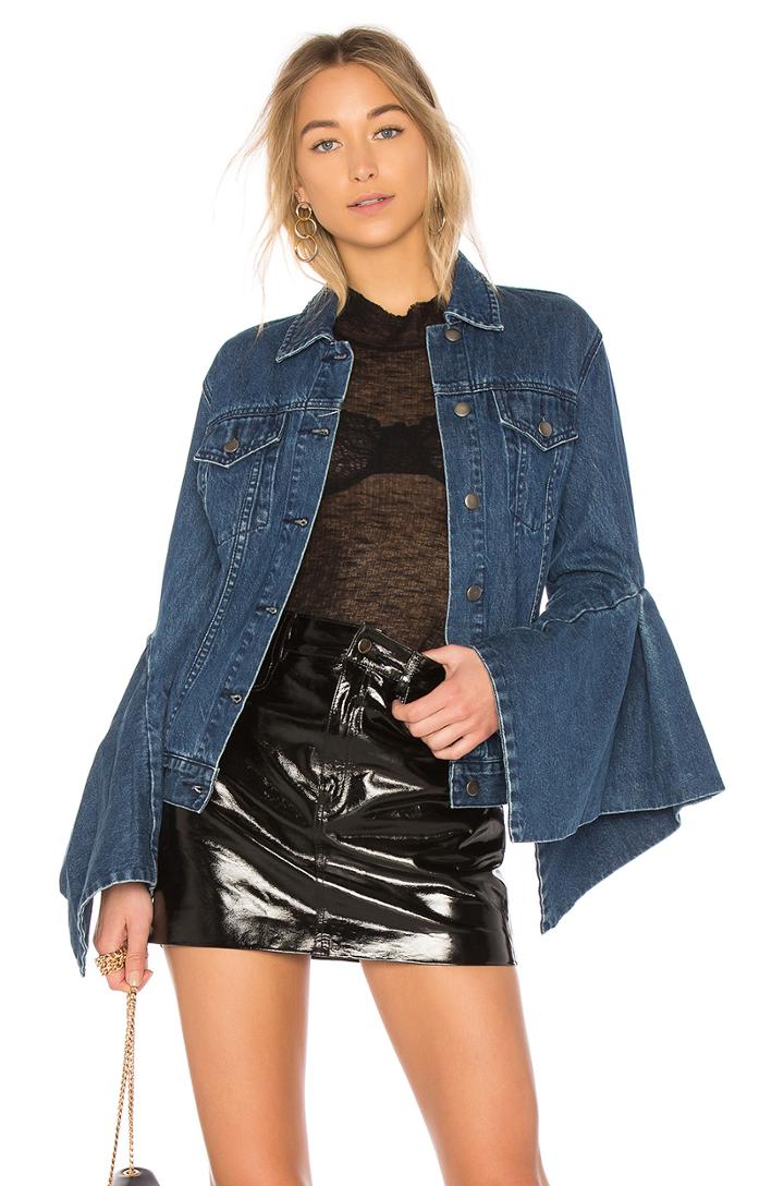 Denim Jacket With Box Pleat Sleeve