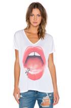 Lip Piercing April Oversized V Neck Tee