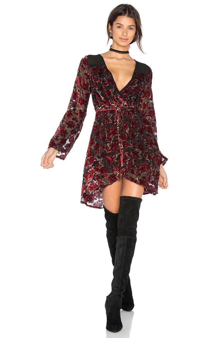Burnout Floral Wrap Dress