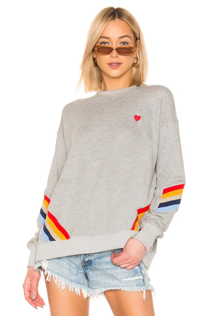 Heart Stripe Crew Neck Sweatshirt