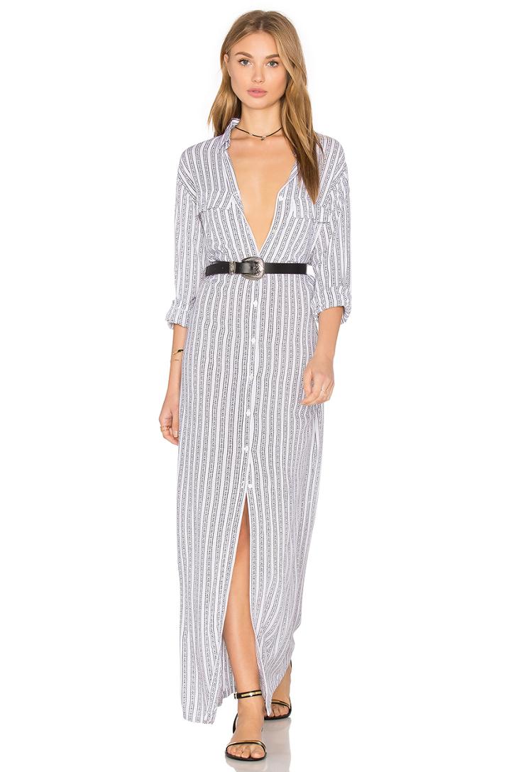 Rokaway Printed Button Up Maxi Dress