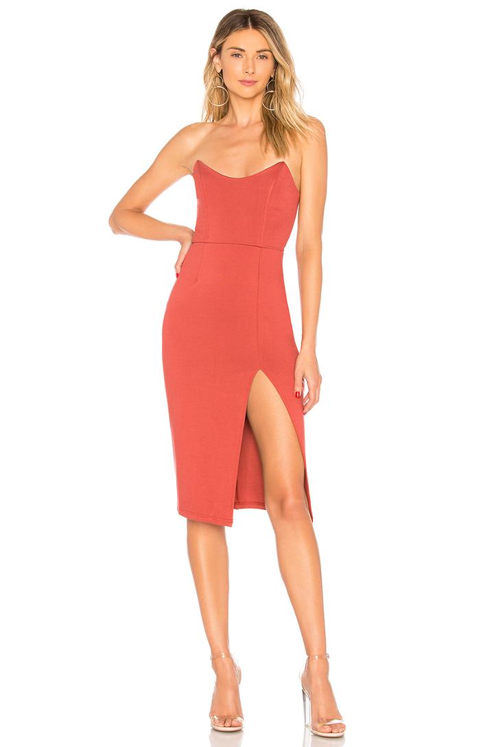 Zarah Strapless High Slit Midi Dress