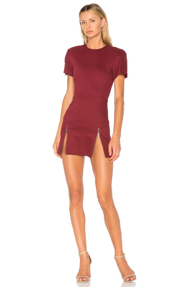 High Zip Slit Mini Dress