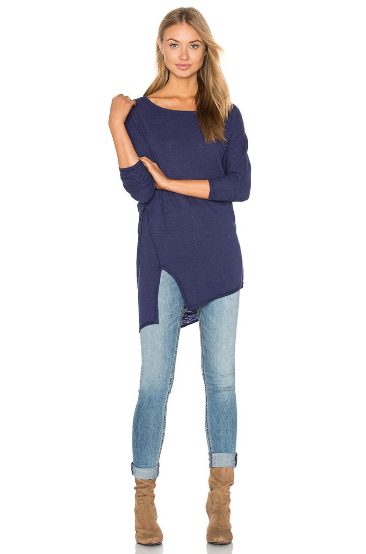 Cotton & Gauze Asymmetric Split Tee