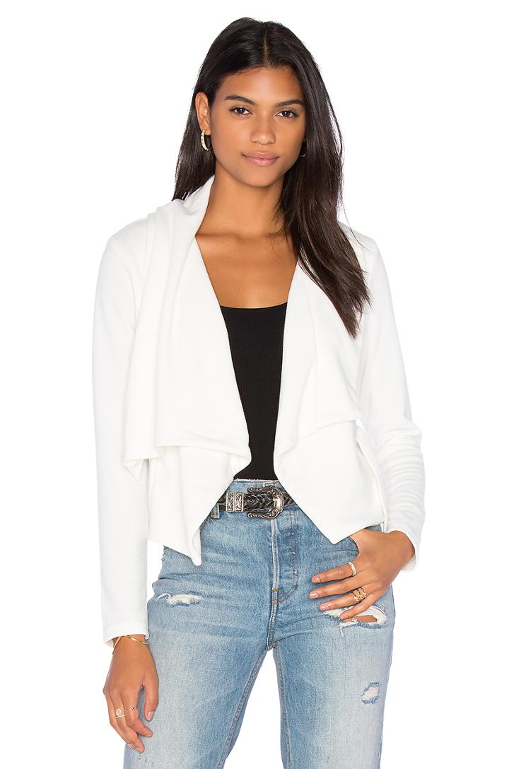 Knit Boucle Long Sleeve Front Draped Blazer