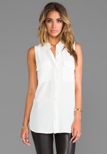 Equipment Sleeveless Signature Blouse In Ivory