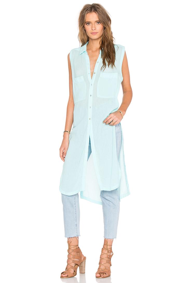 Gauze Button Up Sleeveless Mini Dress