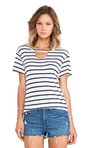 Lna Striped Mosshart Tee In Cream