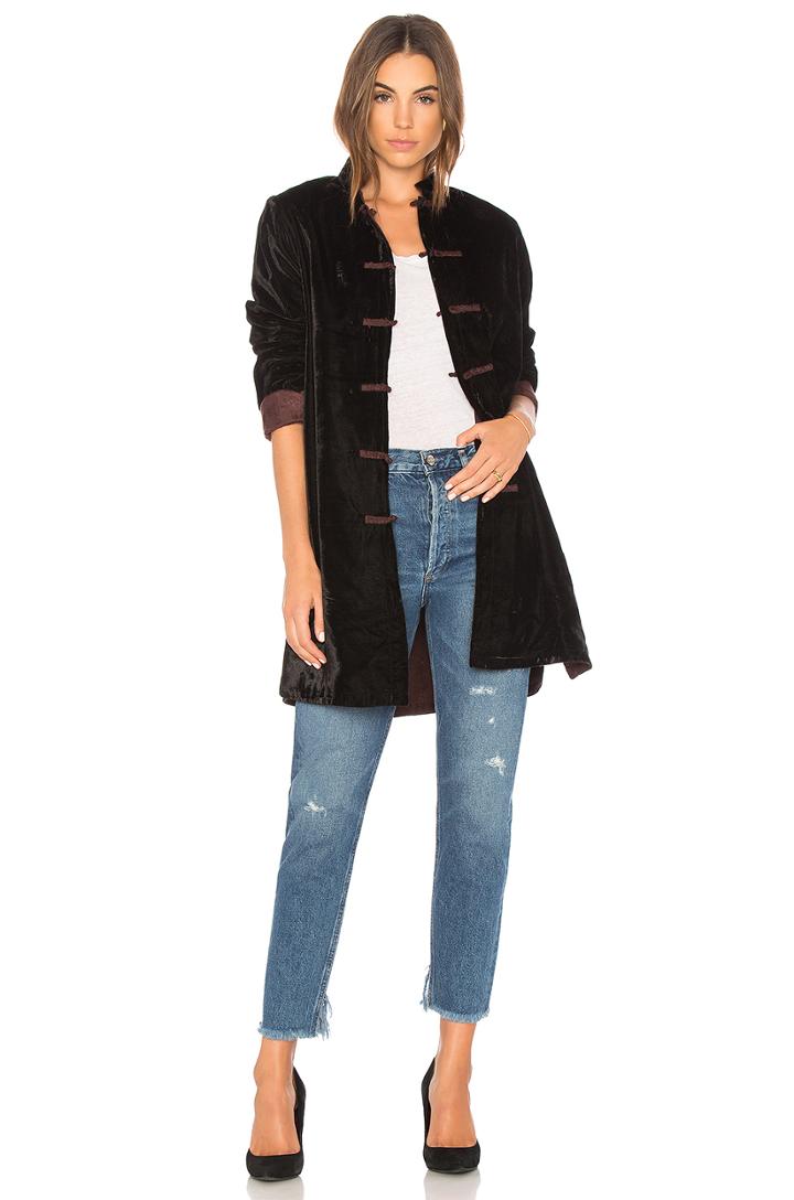 Liv Velvet Reversible Coat In Black