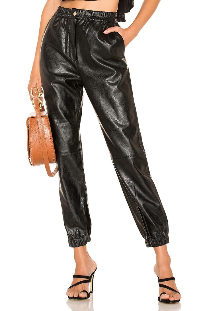 Fly Front Faux Leather Pant