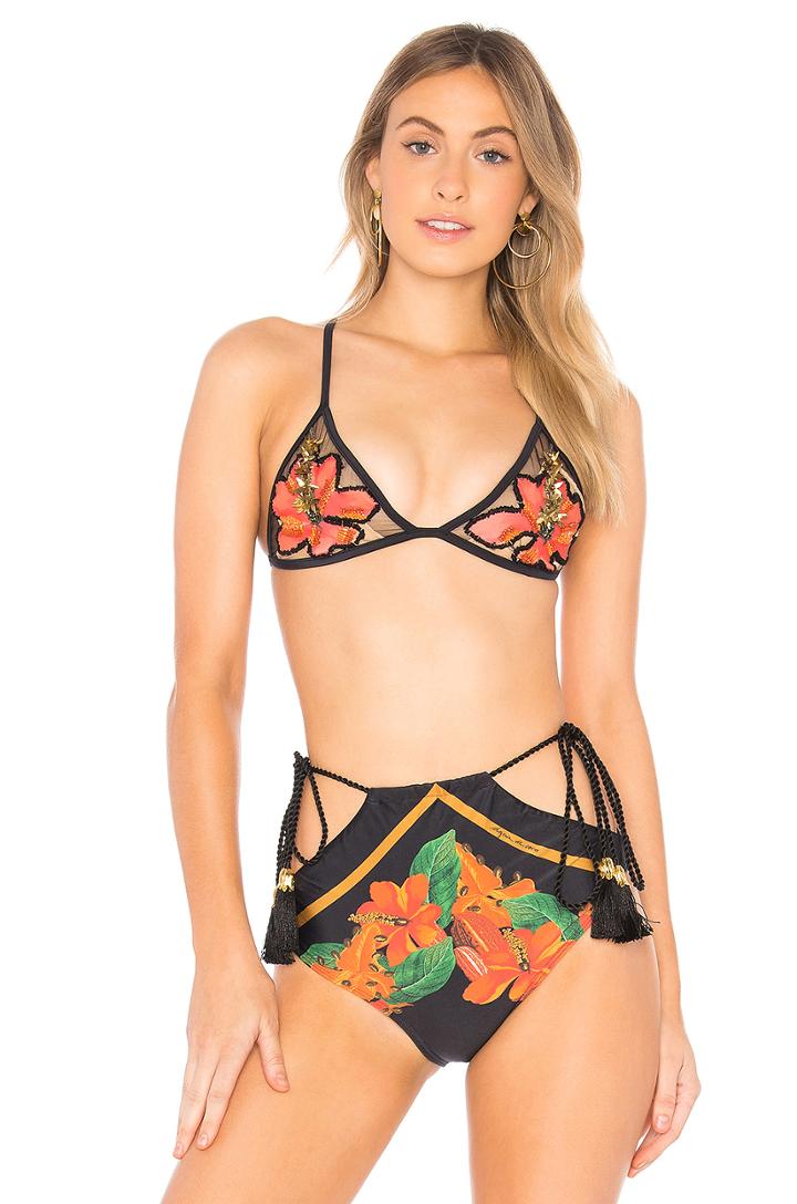 Leopard Embroidered Bikini Top
