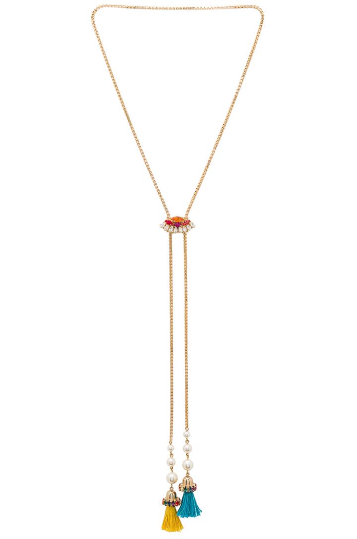 Crystal Cluster & Tassel Bolo Necklace