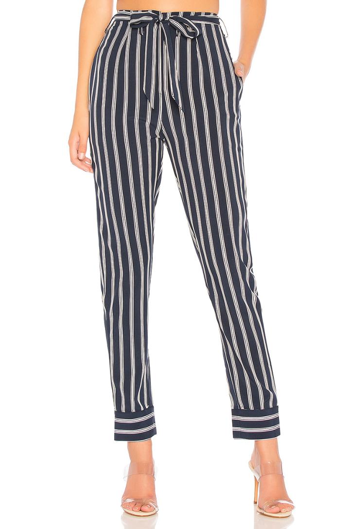 Nelly Pinstripe Belted Pants