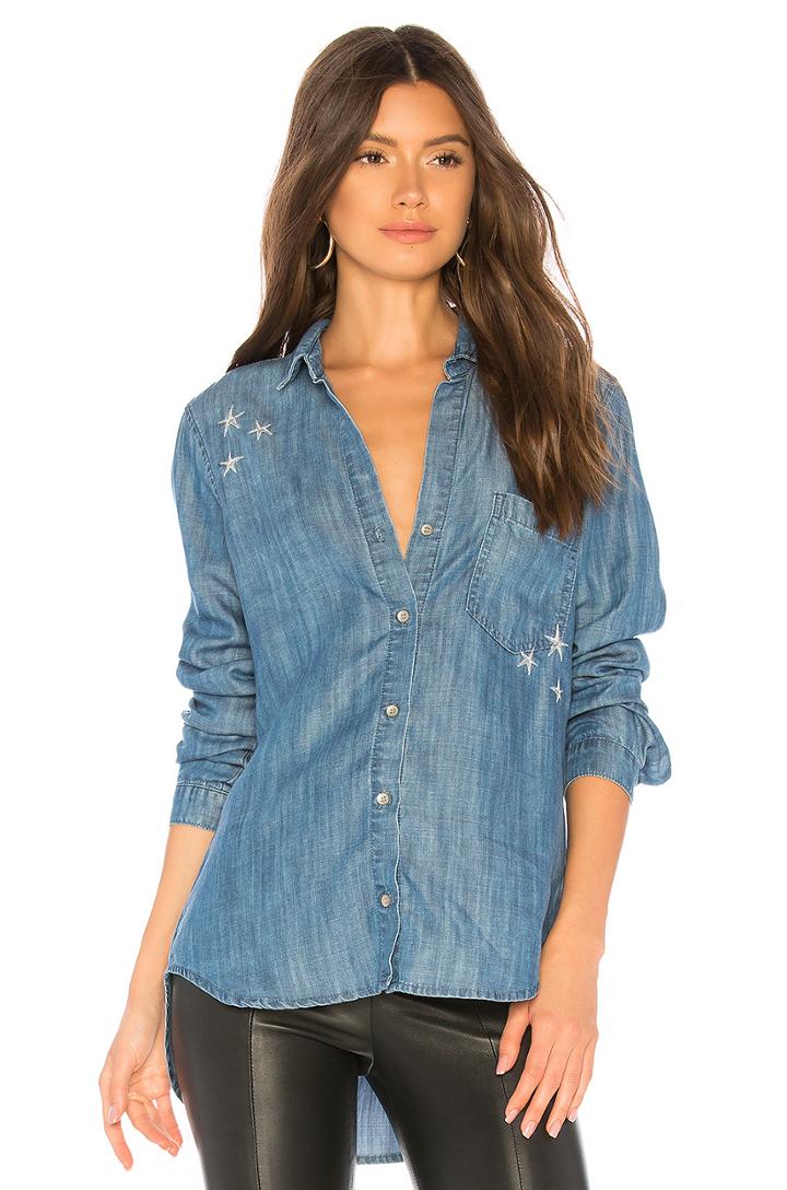Star Embroidered Button Down