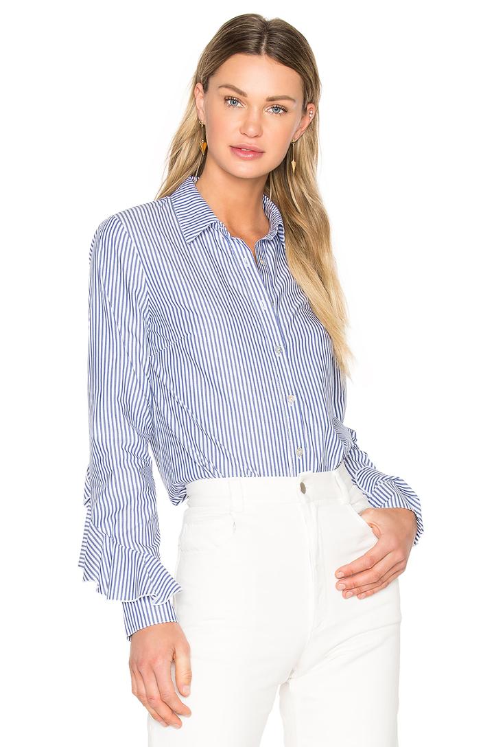 Ruffle Sleeve Button Down Shirt