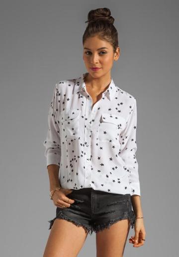 Equipment Slim Signature Star Print Blouse In White