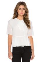 Ruffle Hem Tie Neck Blouse