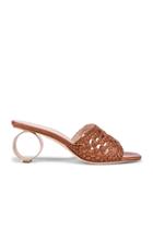 Woven Sandal With Metal Circle Heel