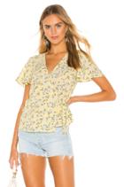Short Sleeve Wrap Front Blossom Cluster Blouse