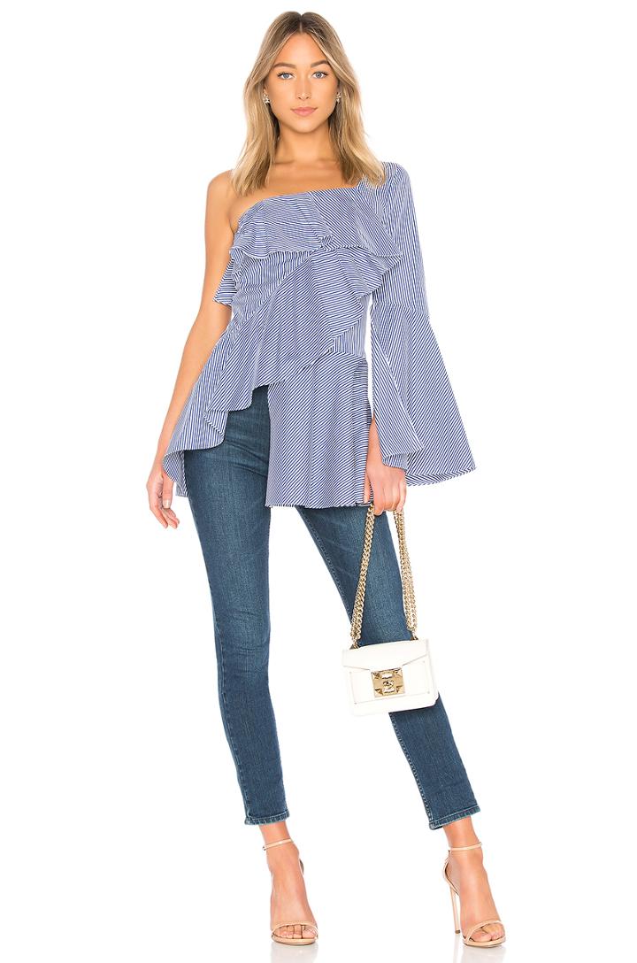 Striped One Shoulder Top