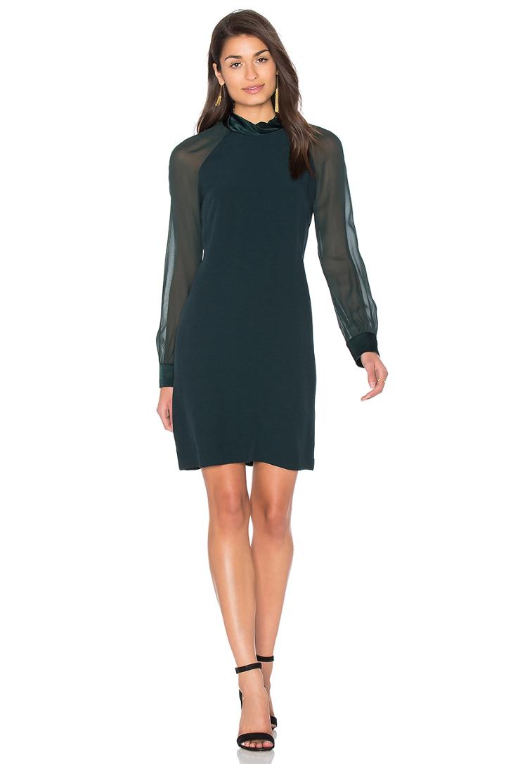 Sheer Long Sleeve Shift Dress