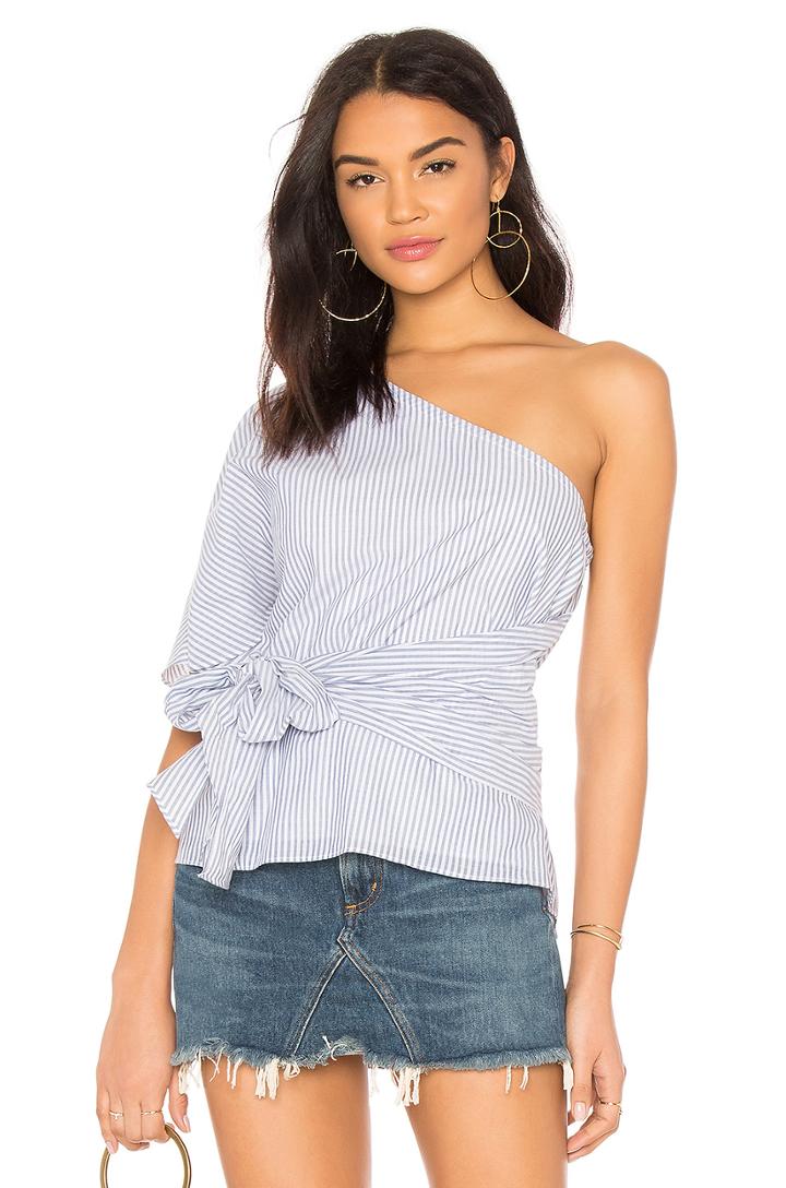 One Shoulder Wrap Blouse
