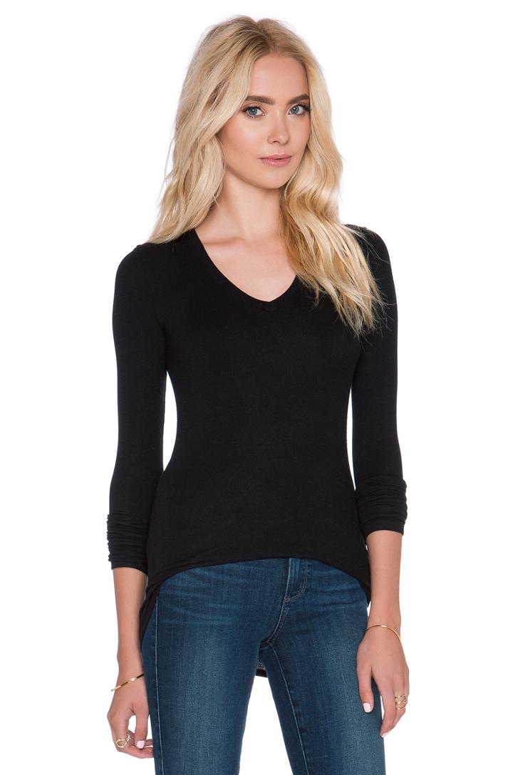 Long Sleeve V Neck Rib Shirt