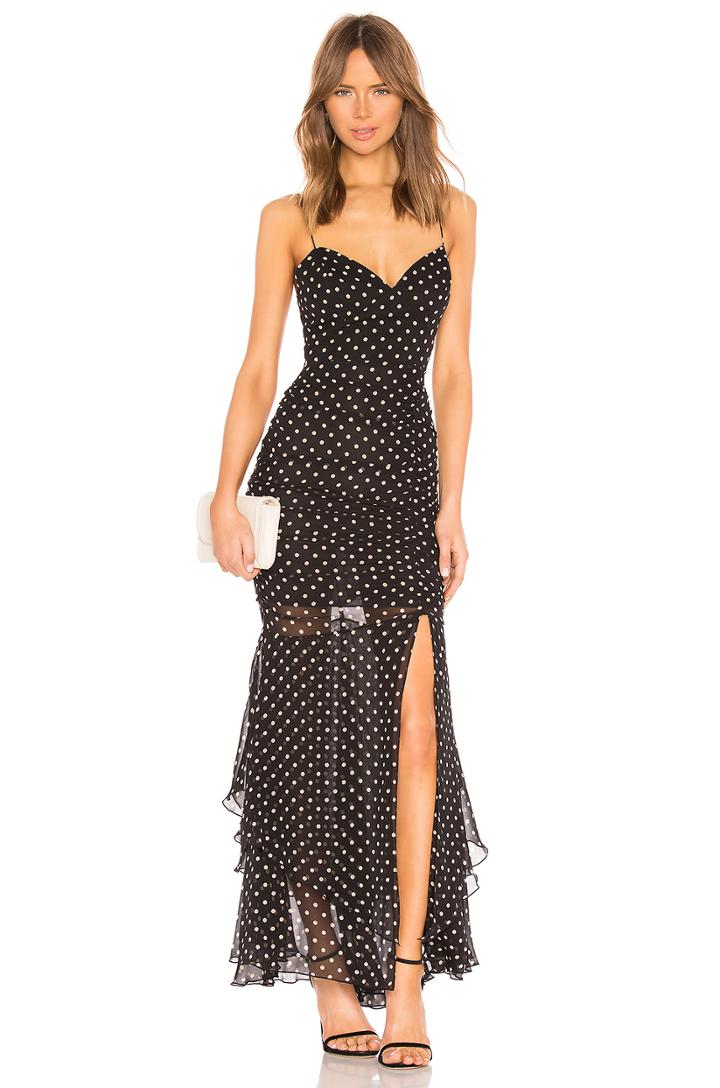 Polka Dot Drawstring Layered Gown