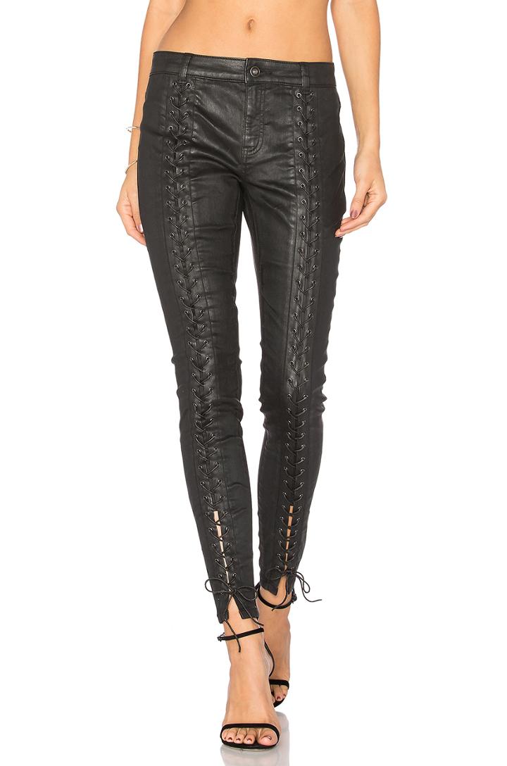 Coated Sateen Lace Up Pant