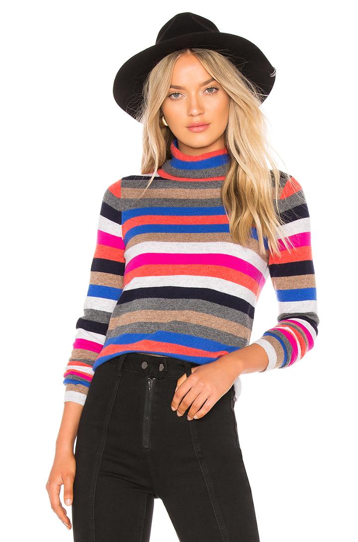 Cashmere Striped Turtleneck