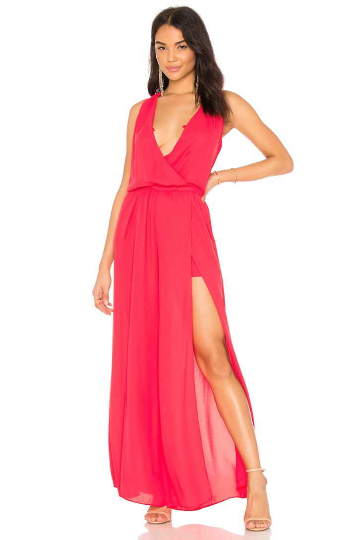 Surplice Slit Leg Jumpsuit