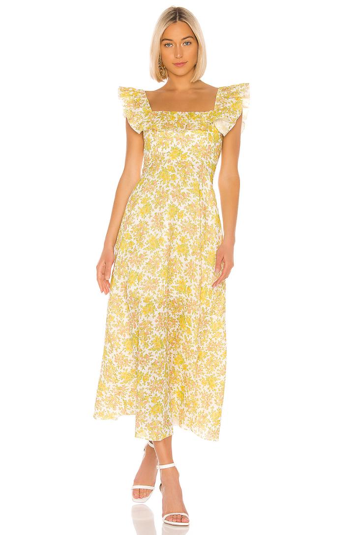 Goldie Ruffle Neck Long Dress