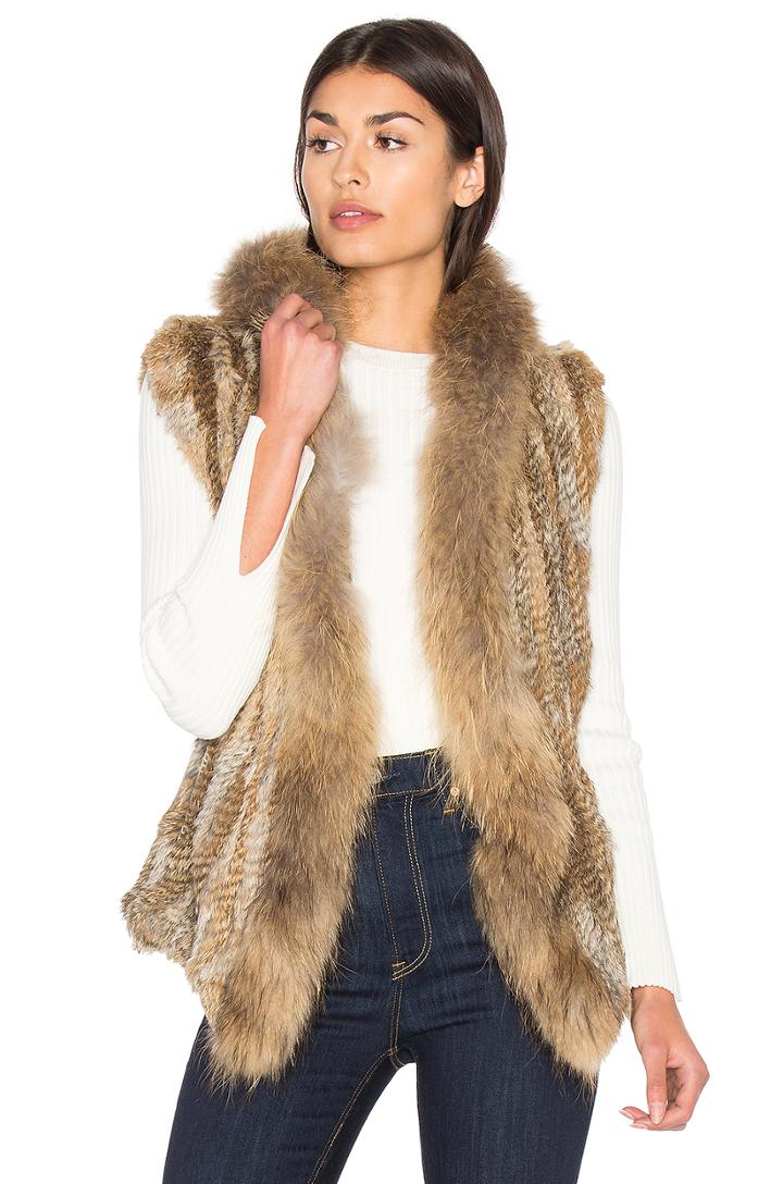 Lara Rabbit & Asiatic Raccoon Fur Vest