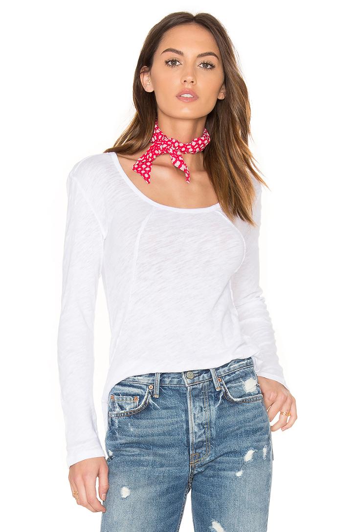 Cotton Slub Scallop Hem Tee