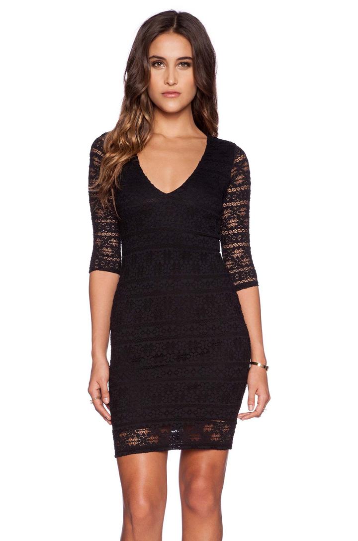 Cherokee Stripe Lace Deep V Dress