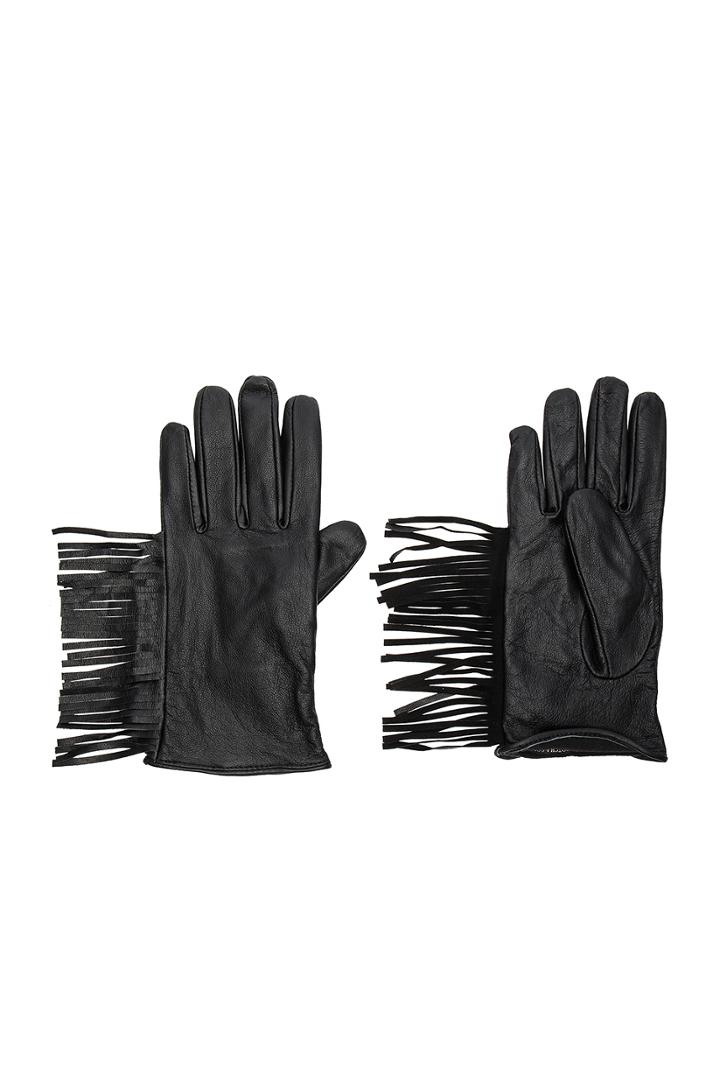 Leather Fringe Gloves