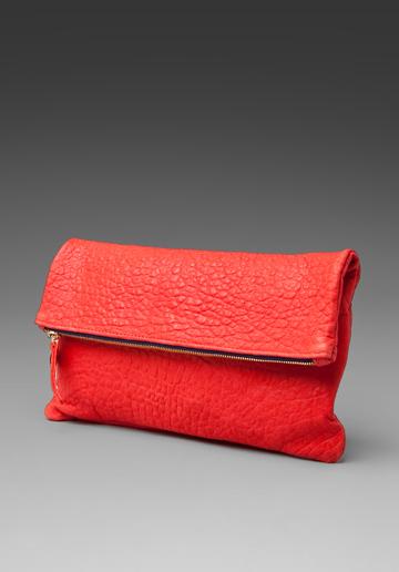 Clare Vivier Foldover Clutch In Pebbled Red