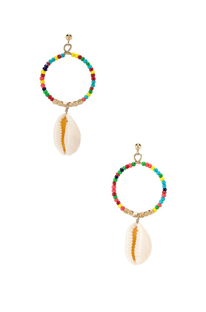 Rainbow Beaded Shell Earring