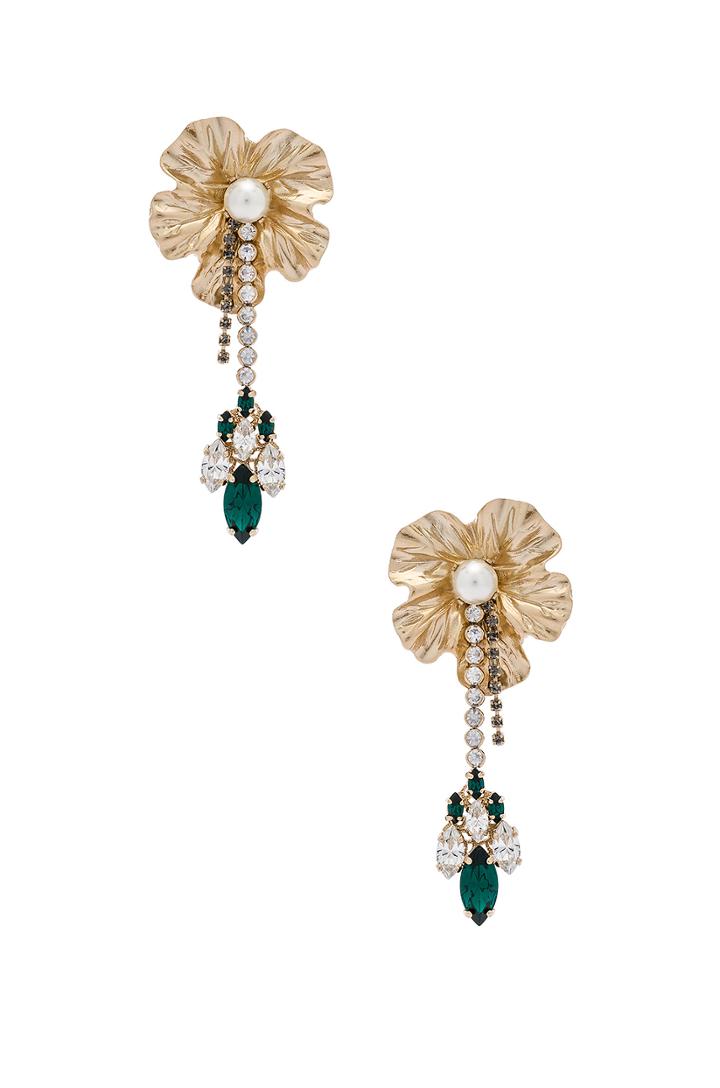 Dangly Flower With Pendant Earrings