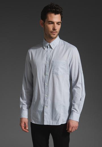 John Varvatos Button Down Roll Up L/s W/pocket In Smoke