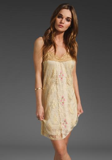 Beyond Vintage Lace Cami Dress With Embroidery In Posey