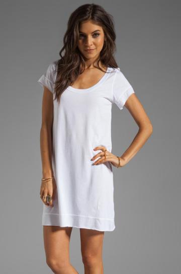 Blue Life Roll Hem T-shirt Dress In White