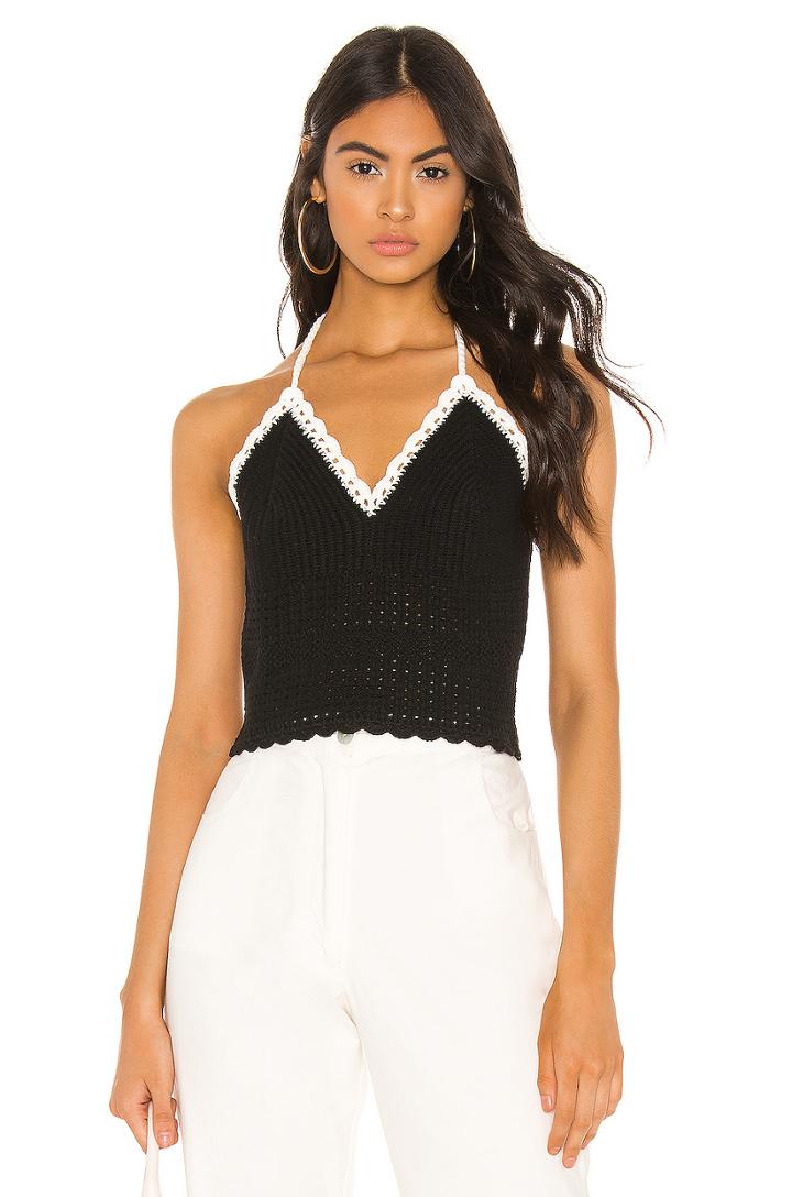 Saran Cropped Halter Tank